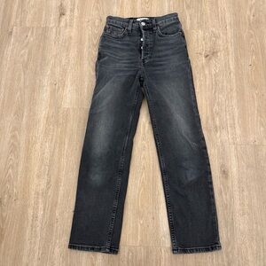 Re/Done Women’s Black Washed Straight-Leg Jeans 24